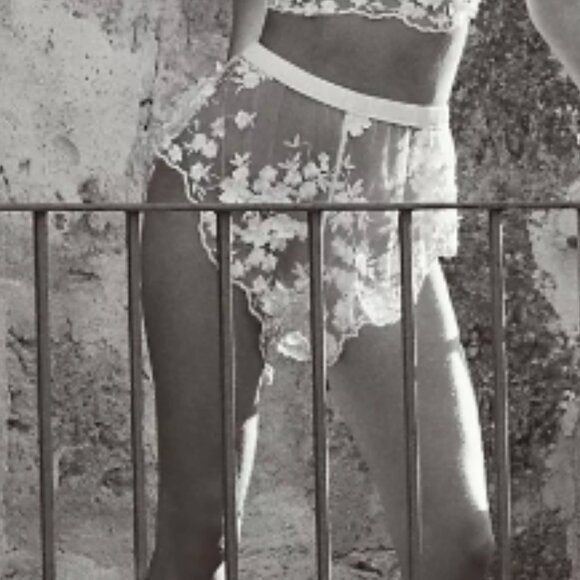 Embroidered Floral Mesh Tap short - Picture 2 of 3